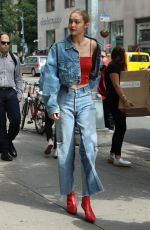 GIGI HADID All in Jeans Leaves Her Apartment in New York 06/29/2017