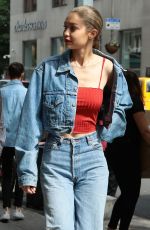 GIGI HADID All in Jeans Leaves Her Apartment in New York 06/29/2017