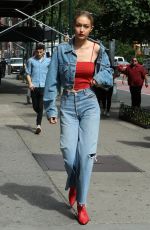 GIGI HADID All in Jeans Leaves Her Apartment in New York 06/29/2017