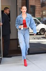 GIGI HADID All in Jeans Leaves Her Apartment in New York 06/29/2017