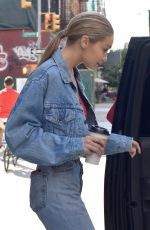 GIGI HADID All in Jeans Leaves Her Apartment in New York 06/29/2017