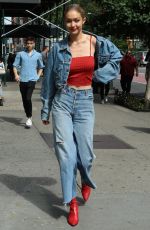 GIGI HADID All in Jeans Leaves Her Apartment in New York 06/29/2017