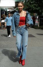 GIGI HADID All in Jeans Leaves Her Apartment in New York 06/29/2017