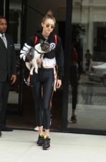 GIGI HADID with Her Dog Leaves Her Apartment in New York 06/13/2017