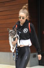 GIGI HADID with Her Dog Leaves Her Apartment in New York 06/13/2017