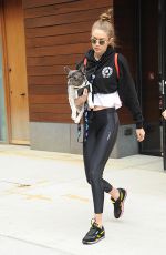 GIGI HADID with Her Dog Leaves Her Apartment in New York 06/13/2017