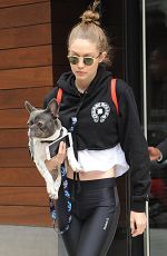 GIGI HADID with Her Dog Leaves Her Apartment in New York 06/13/2017