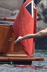 GILLIAN ANDERSON in Bikini on Vacation in Portofino 06/16/2017