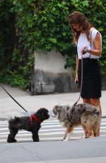 HELENA CHRISTENSEN Walks Her Dog in New York 06/16/2017