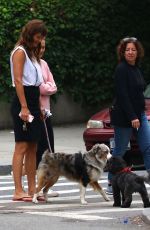 HELENA CHRISTENSEN Walks Her Dog in New York 06/16/2017