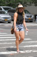 HILARY DUFF in Denim Shorts Out in New York 06/14/2017
