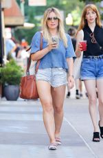 HILARY DUFF in Denim Shorts Out in New York 06/24/2017