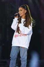 ARIANA GRANDE Performs at One Love Manchester Benefit Concert in Manchester 06/04/2017