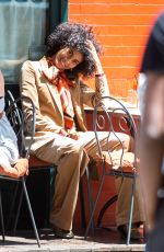 IMAAN HAMMAM on the Set of a Photoshoot for Vogue Magazin in New York 06/02/2017
