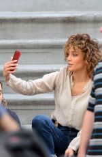 JENNIFER LOPEZ Taking a Selfie on the Set of Shades of Blue in New York 06/28/2017