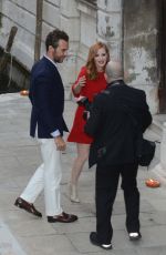 JESSICA CHASTAIN Arrives at Her Pre-wedding Party in Venice 06/09/2017