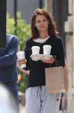 KATIE HOLMES Leaves Starbucks in Montreal 06/20/2017