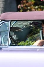 KENDALL JENNER Drives a Ragtop Lavender Cadillac Out in Los Angeles 06/17/2017