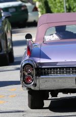 KENDALL JENNER Drives a Ragtop Lavender Cadillac Out in Los Angeles 06/17/2017
