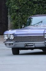KENDALL JENNER Drives a Ragtop Lavender Cadillac Out in Los Angeles 06/17/2017