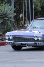 KENDALL JENNER Drives a Ragtop Lavender Cadillac Out in Los Angeles 06/17/2017