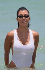 KOURTNEY KARDASHIAN in Swimsuit at a Beach in Miami 06/11/2017