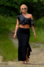 LADY GAGA Out Hikking in Montauk in New York 06/22/2017