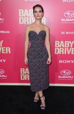 LILY JAMES at Baby Driver Premiere in Los Angeles 06/14/2017