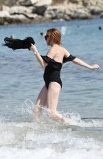 LINDSAY LOHAN in Swimsuit at a Beach in Mykonos 06/29/2017