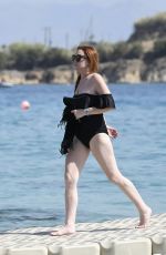 LINDSAY LOHAN in Swimsuit at a Beach in Mykonos 06/29/2017