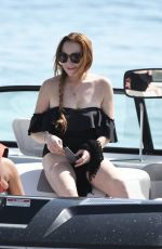 LINDSAY LOHAN in Swimsuit at a Beach in Mykonos 06/29/2017
