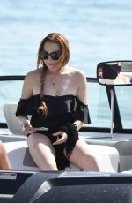 LINDSAY LOHAN in Swimsuit at a Beach in Mykonos 06/29/2017