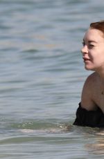 LINDSAY LOHAN in Swimsuit at a Beach in Mykonos 06/29/2017