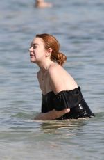 LINDSAY LOHAN in Swimsuit at a Beach in Mykonos 06/29/2017