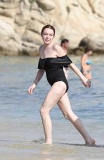 LINDSAY LOHAN in Swimsuit at a Beach in Mykonos 06/29/2017