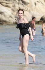 LINDSAY LOHAN in Swimsuit at a Beach in Mykonos 06/29/2017