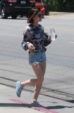 LUCY HALE in Denim Shorts Out in Studio City 0617/2017