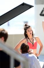 NINA DOBREV Shooting a Video for New Reebok Fitness Collection in Venice 06/28/2017