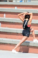NINA DOBREV Shooting a Video for New Reebok Fitness Collection in Venice 06/28/2017