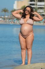 Pregnant CHANELLE HAYES in Bikini on the Beach in Marbella 06/20/2017