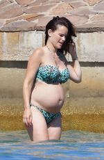Pregnant PRINCESS SOFIA OF SWEDEN in Bikini on the Beach in St. Tropez 06/25/2017