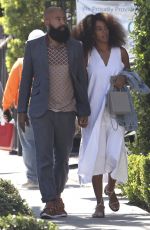 SOLANGE KNOWLES Arrives at Gracias Madre Restaurant in West Hollywood 06/14/2017