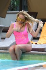 AISLEYNE HORGAN WALLACE in Swimsuit at a Pool in Los Angeles 06/30/2017