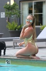 AISLEYNE HORGAN WALLACE in Swimsuit at a Pool in Los Angeles 06/30/2017