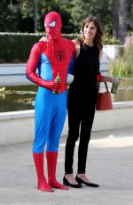 ALEXA CHUNG with Spider-man in a Red 