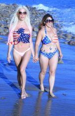 ANGELIQUE FRENCHY MORGAN and JENNA URBAN at a Beach in Malibu 07/04/2017
