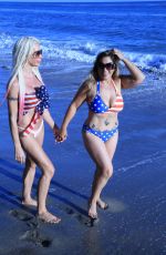 ANGELIQUE FRENCHY MORGAN and JENNA URBAN at a Beach in Malibu 07/04/2017