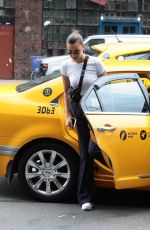 BELLA HADID Leaves a Cab Out in New York 07/29/2017