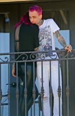 BELLA THORNE and Her Boyfriend Blackbear on the Balcony of Their Hotel in Los Angeles 07/20/2017