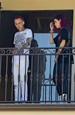 BELLA THORNE and Her Boyfriend Blackbear on the Balcony of Their Hotel in Los Angeles 07/20/2017